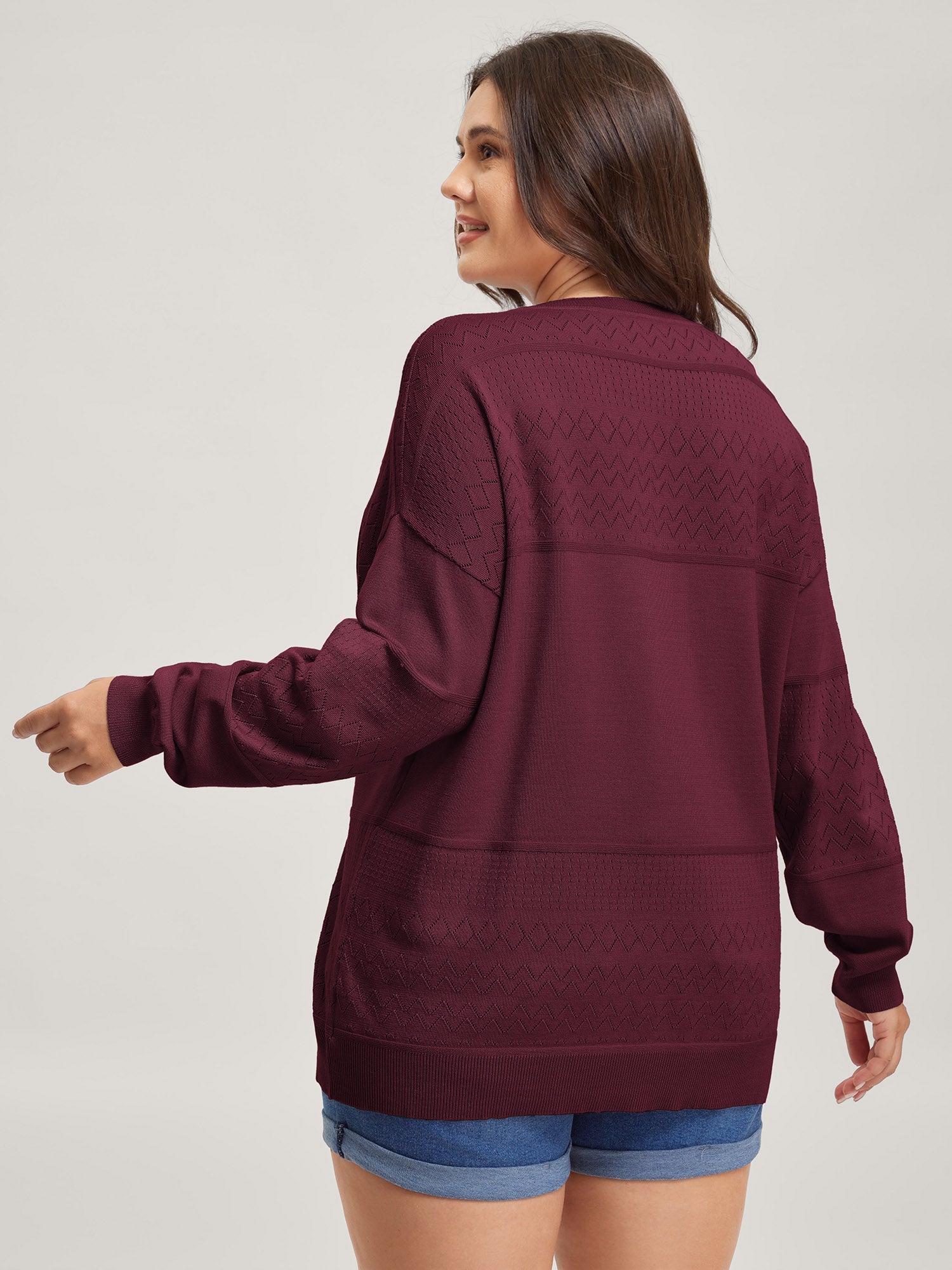 Supersoft Textured Eyelet Trim Pullover
