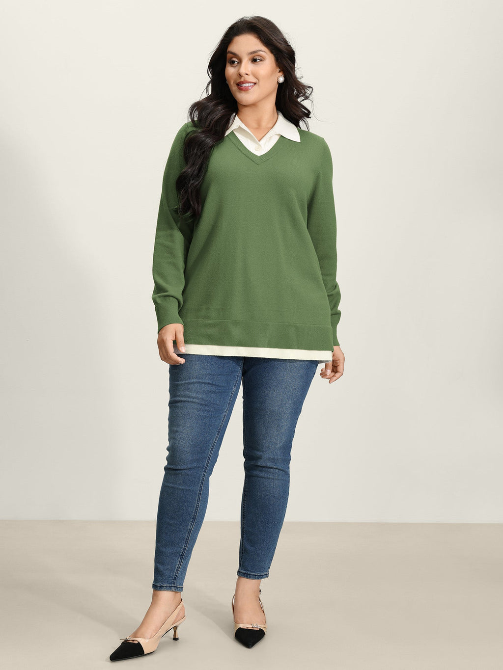 Supersoft 2-in-1 Polo Collar Color Contrast Pullover