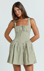 Smocked Back Dress in Olive