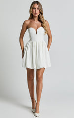 Strapless Bubble Hem Dress in White