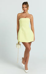 Strapless A Line Dress in Lemon
