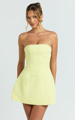Strapless A Line Dress in Lemon