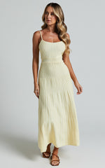 Panelled Knit Dress in Butter Yellow