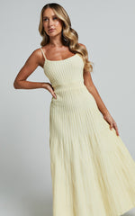 Panelled Knit Dress in Butter Yellow
