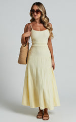 Panelled Knit Dress in Butter Yellow