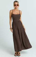 Panelled Knit Dress in Chocolate