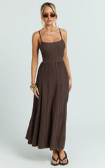 Panelled Knit Dress in Chocolate