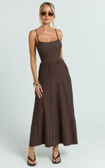Panelled Knit Dress in Chocolate