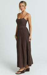 Panelled Knit Dress in Chocolate