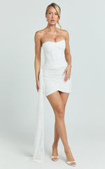 Strapless Corset Sequin Dress in Ivory