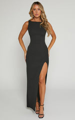 Boat Neck Bodycon Dress in Black - Urban Luxe Apparel