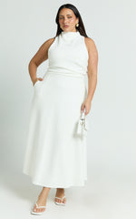 High Neck A Line Dress in Off White