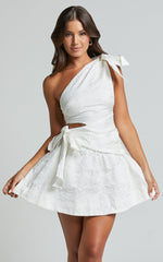 Cut Out Side Wrap Dress in White