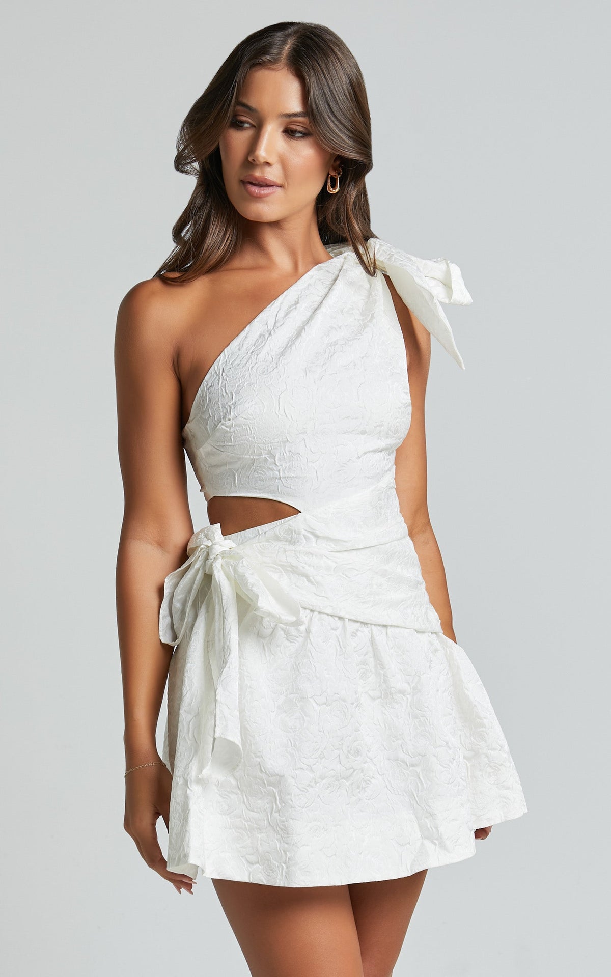 Cut Out Side Wrap Dress in White