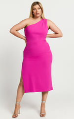 One Shoulder Straight Dress in Grape