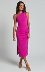 One Shoulder Straight Dress in Grape