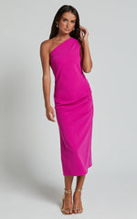 One Shoulder Straight Dress in Grape