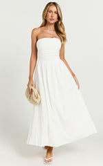 Strapless Ruched Dress in White