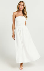 Strapless Ruched Dress in White
